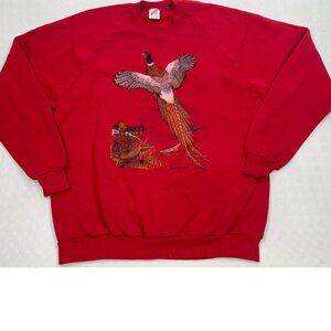 Vintage Jerzees 1980's Pheasant Bird Red Sweatshirt Shirt Hunting Men's 3XL